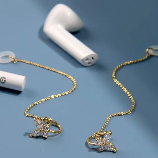 Airpods anti-lost Chain | INSNIC Creative Women's Zircon Butterfly Ear Clip
