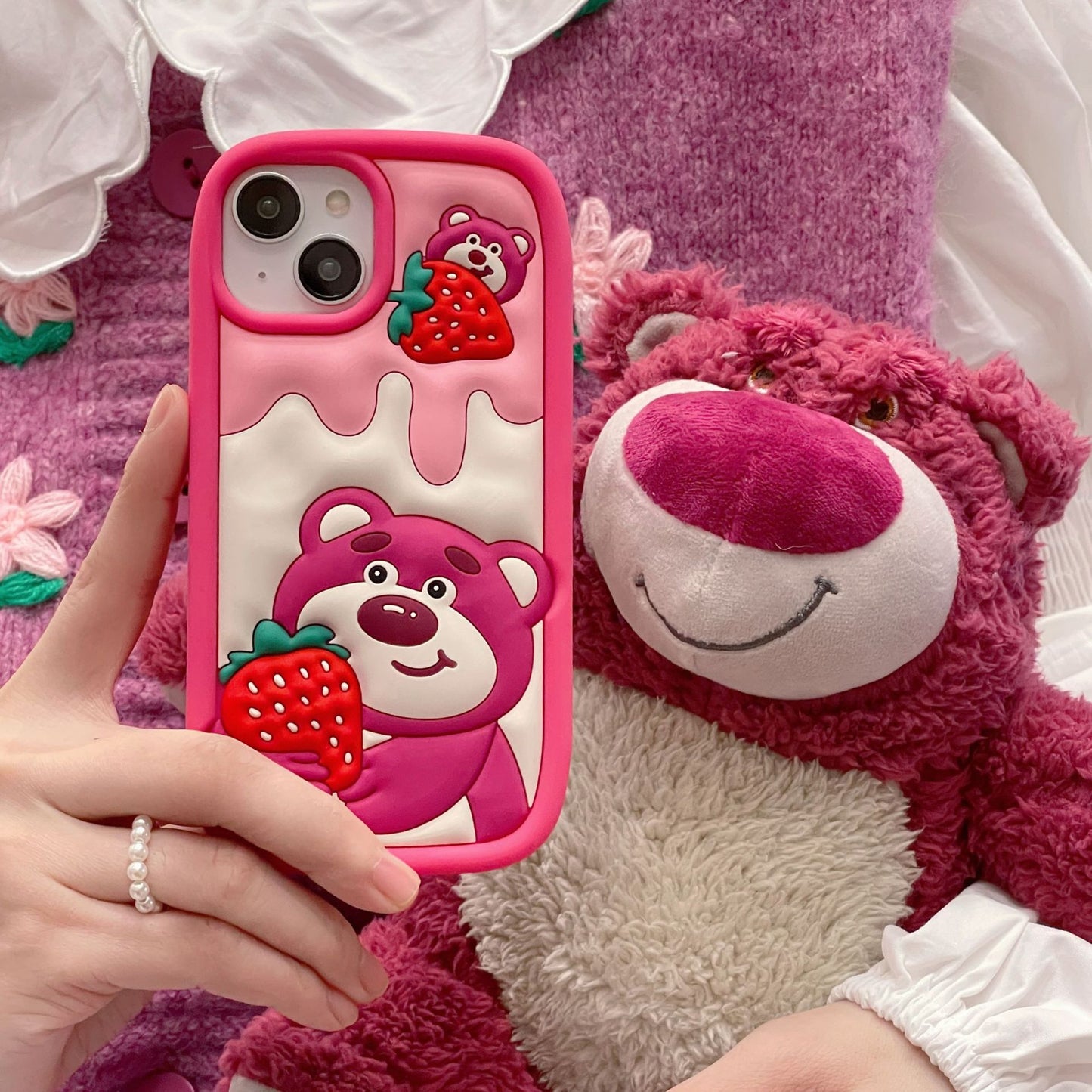 INSNIC Creative Creamy Strawberry Bear Case For iPhone