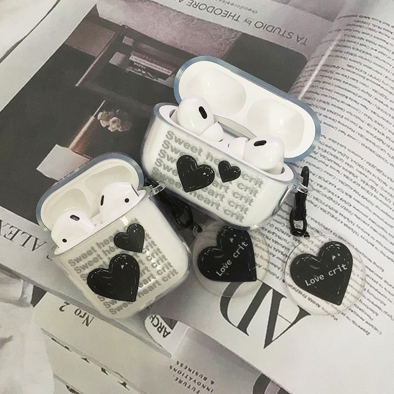 INSINC Creative Black Love Heart AirPods-Hülle