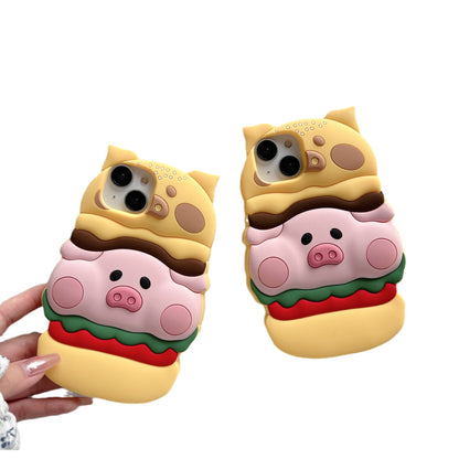 INSNIC Creative 3D Burger Piggy Hülle für iPhone
