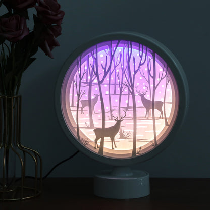 INSNIC Kreatives Geschenk 3D-Papierschnitzlampe in runder Form