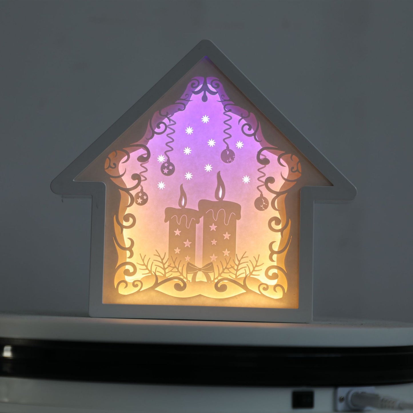 INSNIC Kreatives Geschenk 3D-Hausform-Papierschnitzlampe