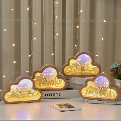 INSNIC Kreatives Geschenk 3D-Papierschnitzlampe in Wolkenform