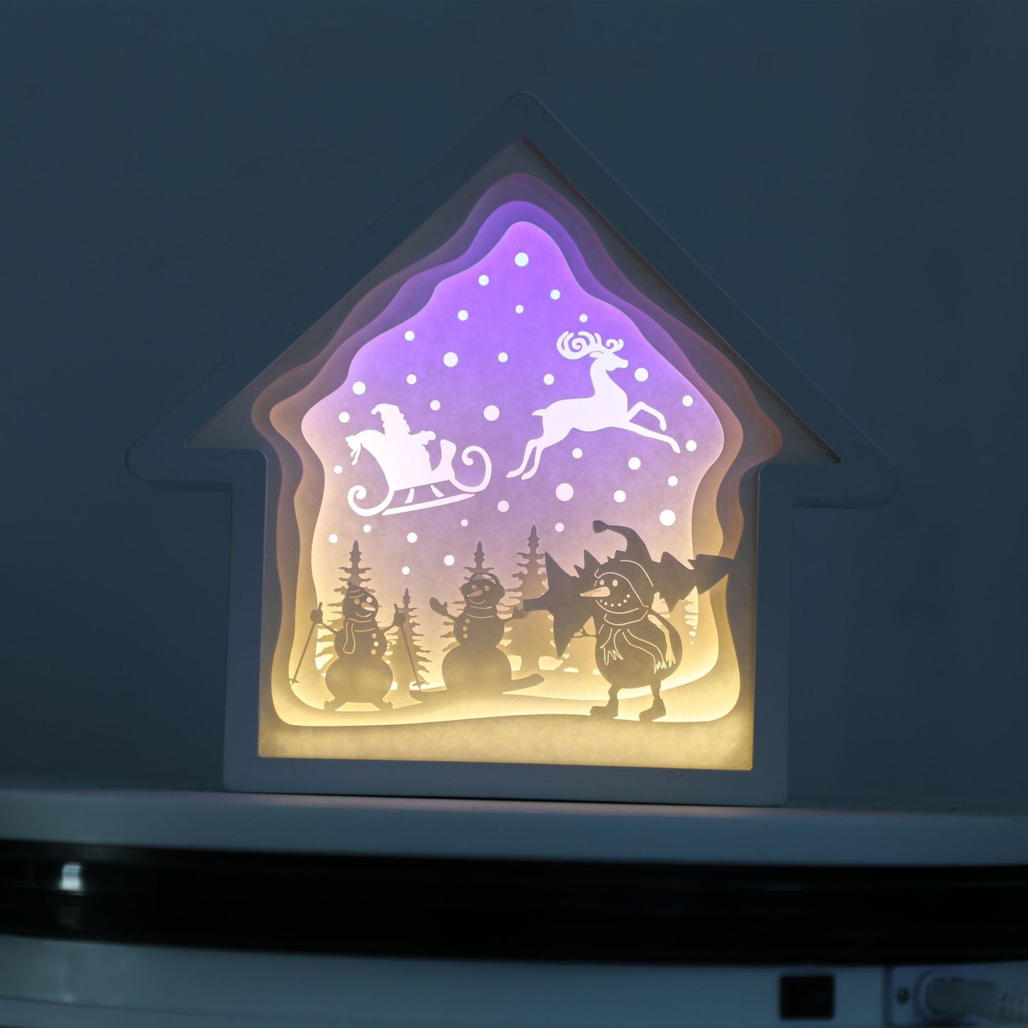INSNIC Kreatives Geschenk 3D-Hausform-Papierschnitzlampe