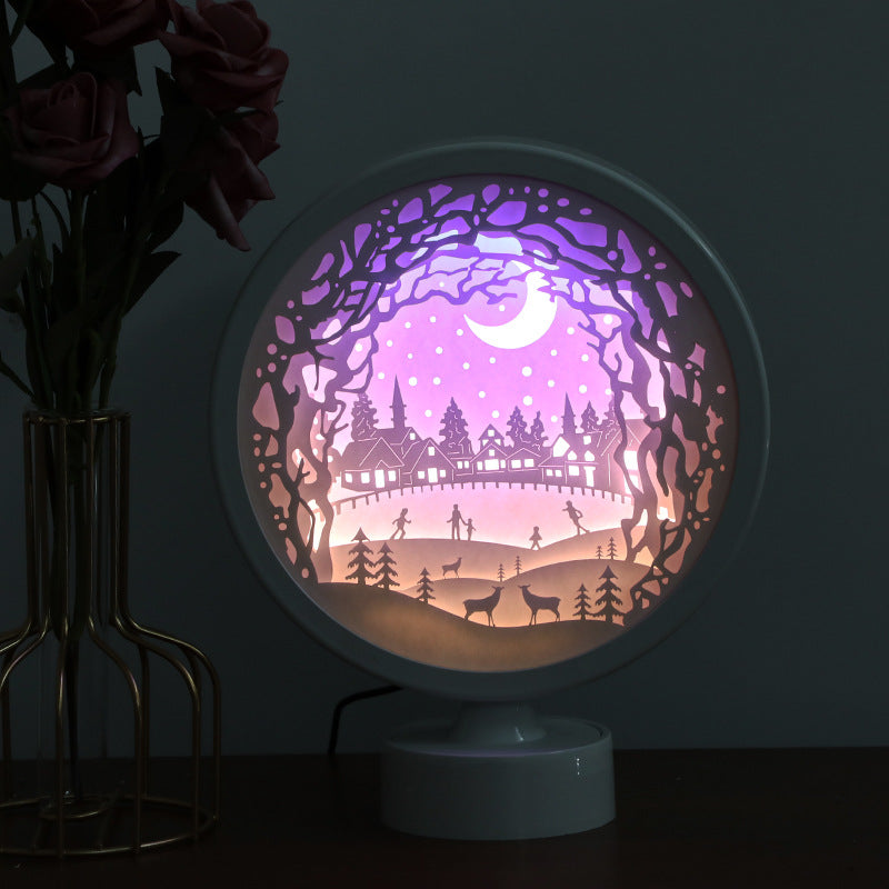 INSNIC Creative Gift 3D Round Shape Paper Carving Lamp