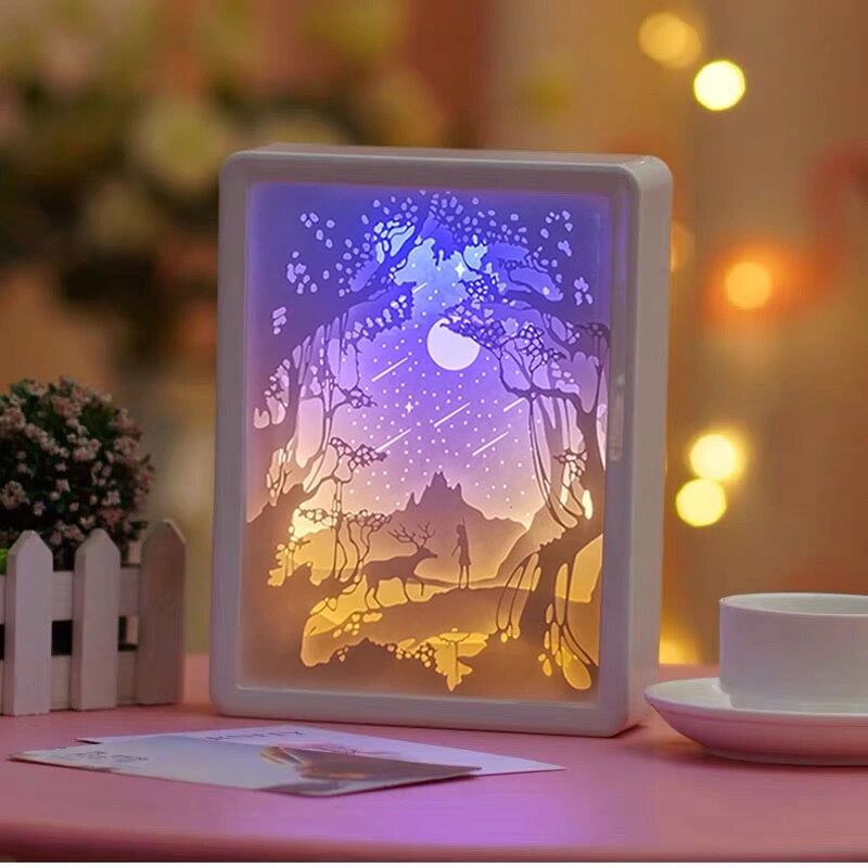 INSNIC Creative Gift 3D Rectangle Paper Carving Lamp