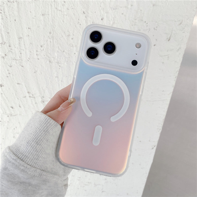 INSNIC Einfache magnetische Saugnapf-Hülle in Rosa mit Logo für iPhone