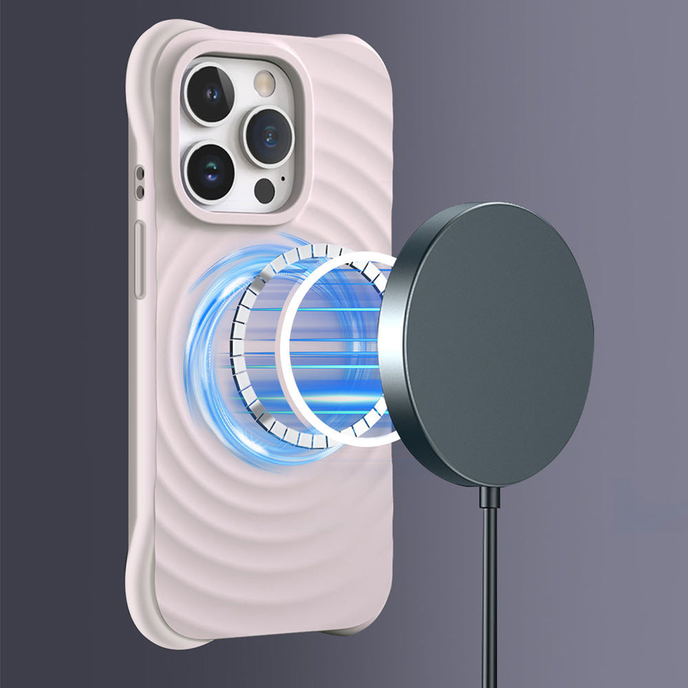INSNIC Einfache magnetische Saugnapf-Hülle in Rosa mit Logo für iPhone