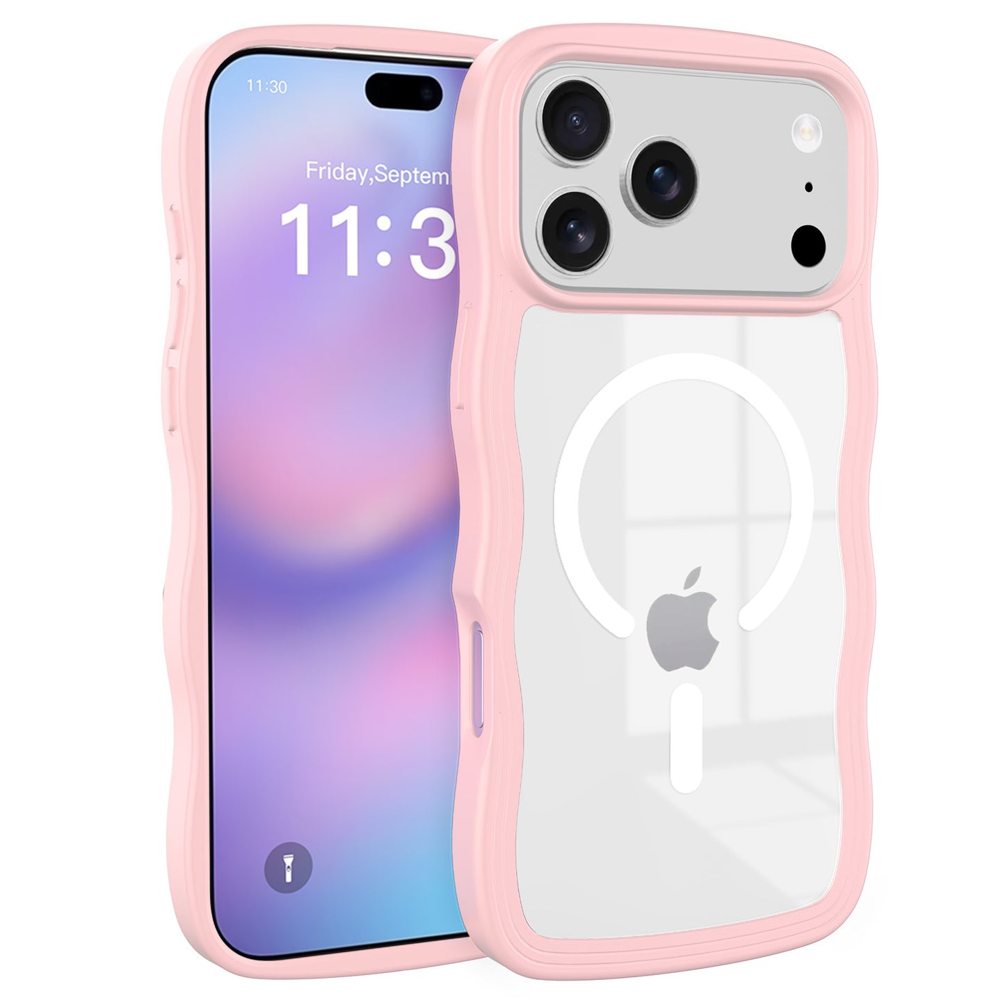 INSNIC Einfache magnetische Saugnapf-Hülle in Rosa mit Logo für iPhone