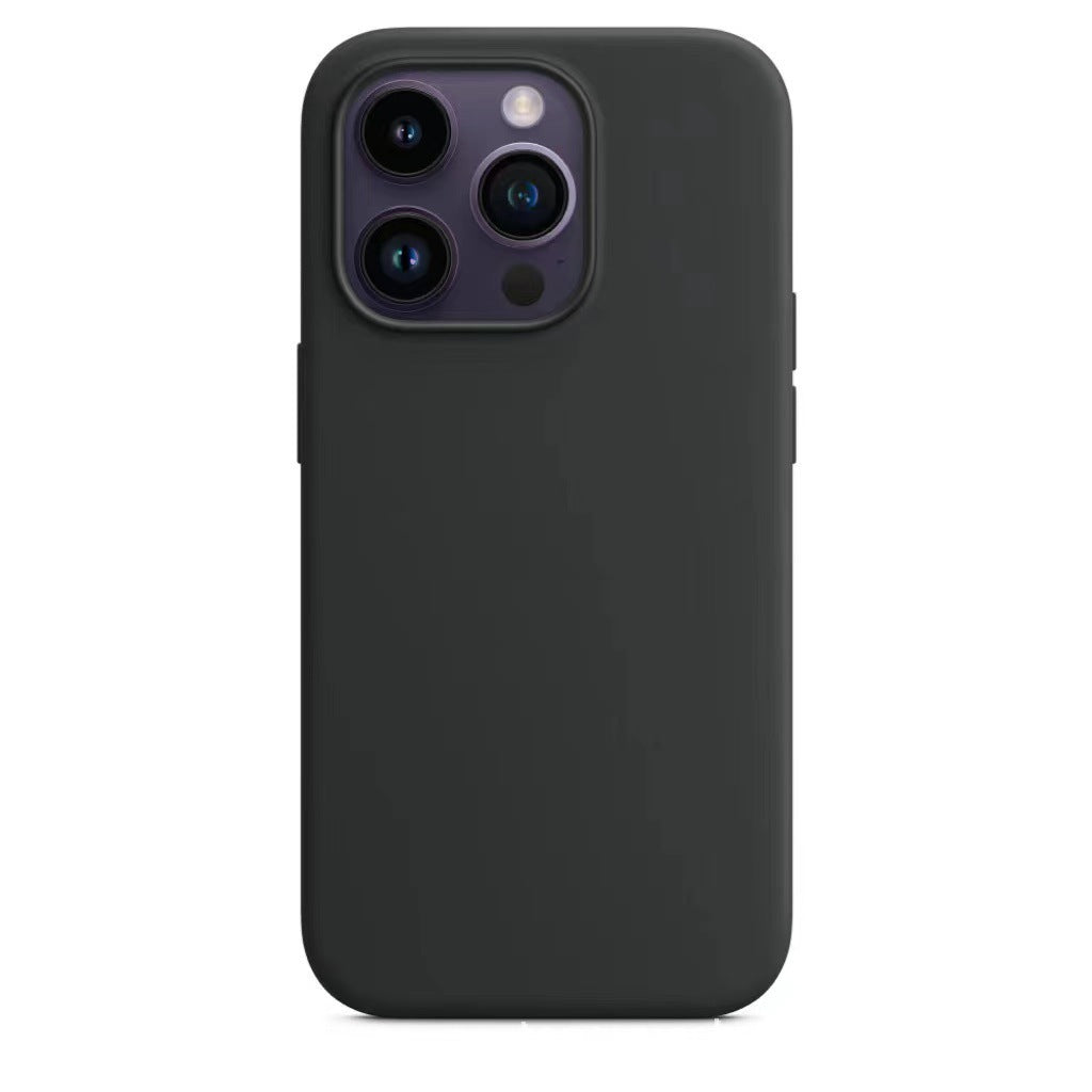 INSNIC Einfache einfarbige magnetische Saugnapf-Hülle in Schwarz mit Logo für iPhone