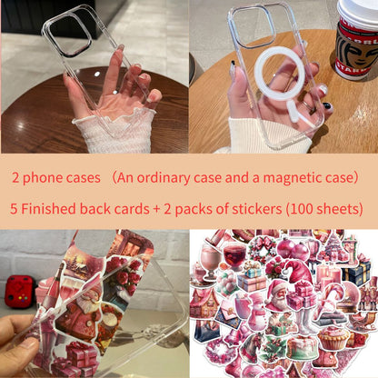 INSNIC Creative Waterproof Pink Christmas Stickers for DIY iPhone Case