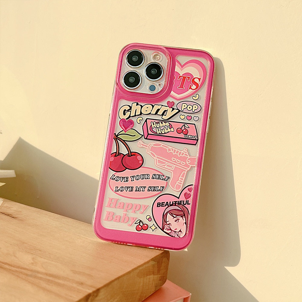 INSNIC Sweet Retro Pop Cherry Girls Love iPhone Case