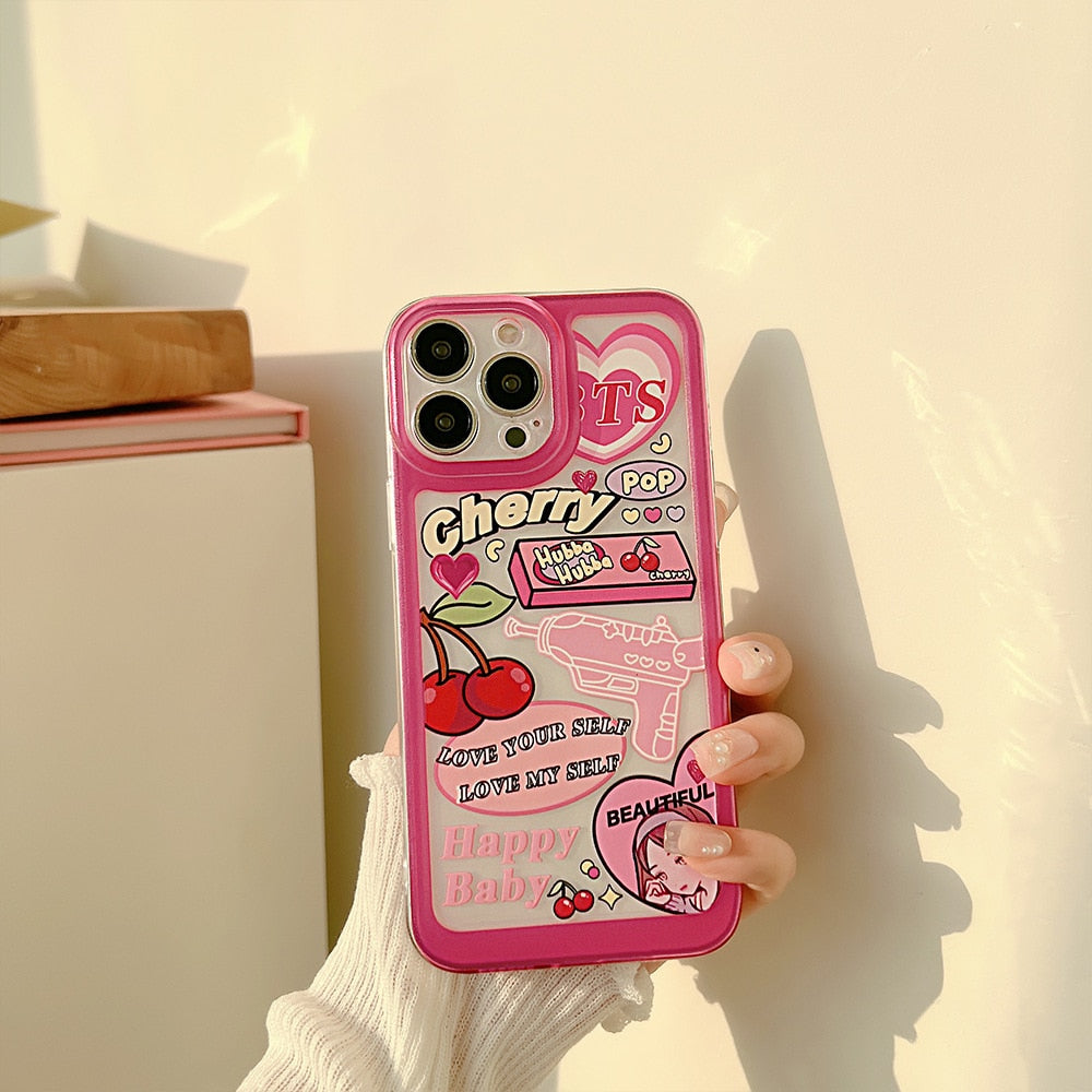 INSNIC Sweet Retro Pop Cherry Girls Love iPhone Case