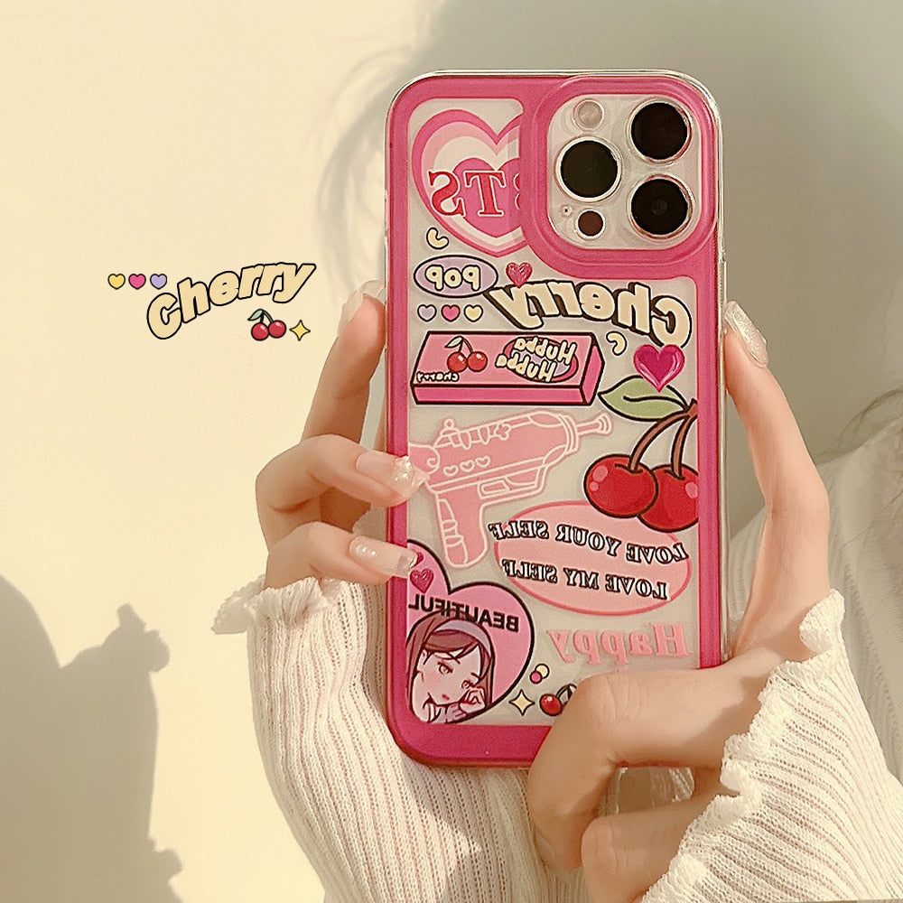 INSNIC Sweet Retro Pop Cherry Girls Love iPhone Case
