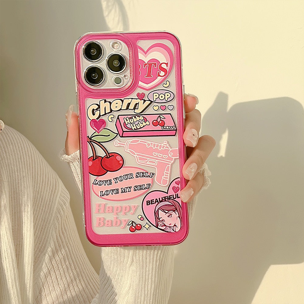 INSNIC Sweet Retro Pop Cherry Girls Love iPhone Case